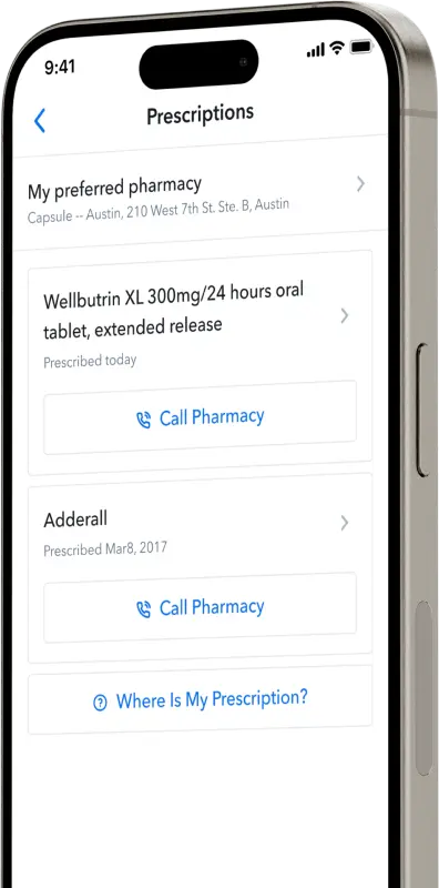 iPhone showing app prescriptions interface