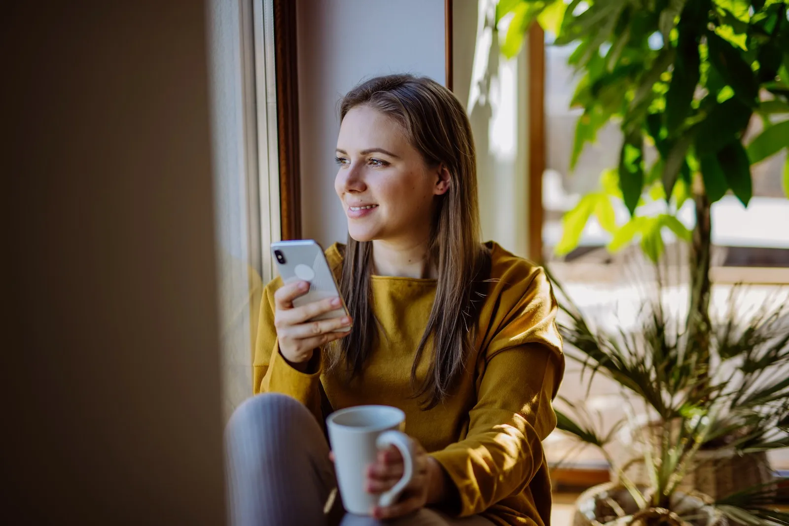 Woman drinking coffee