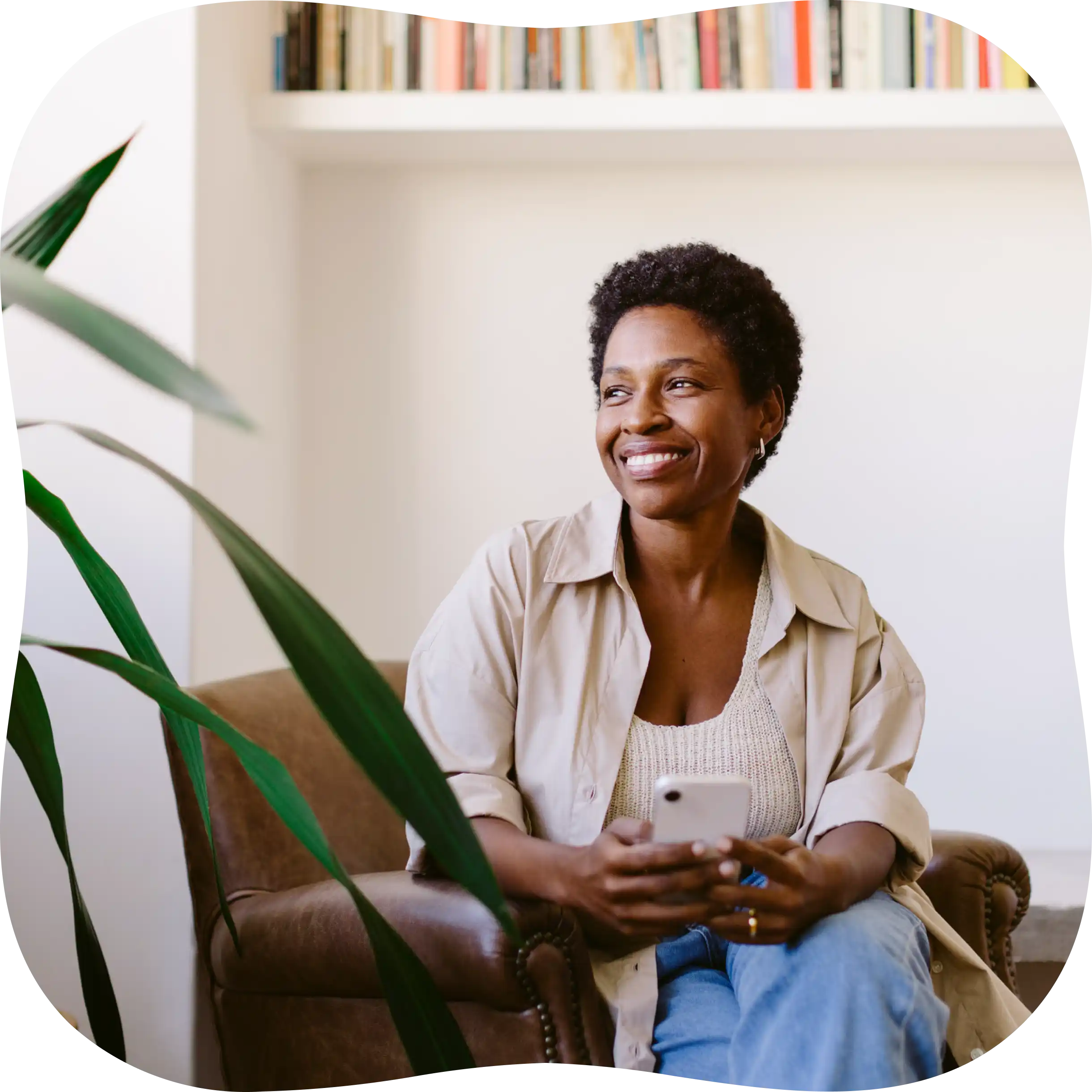 Patient having a virtual mental health appointment at home