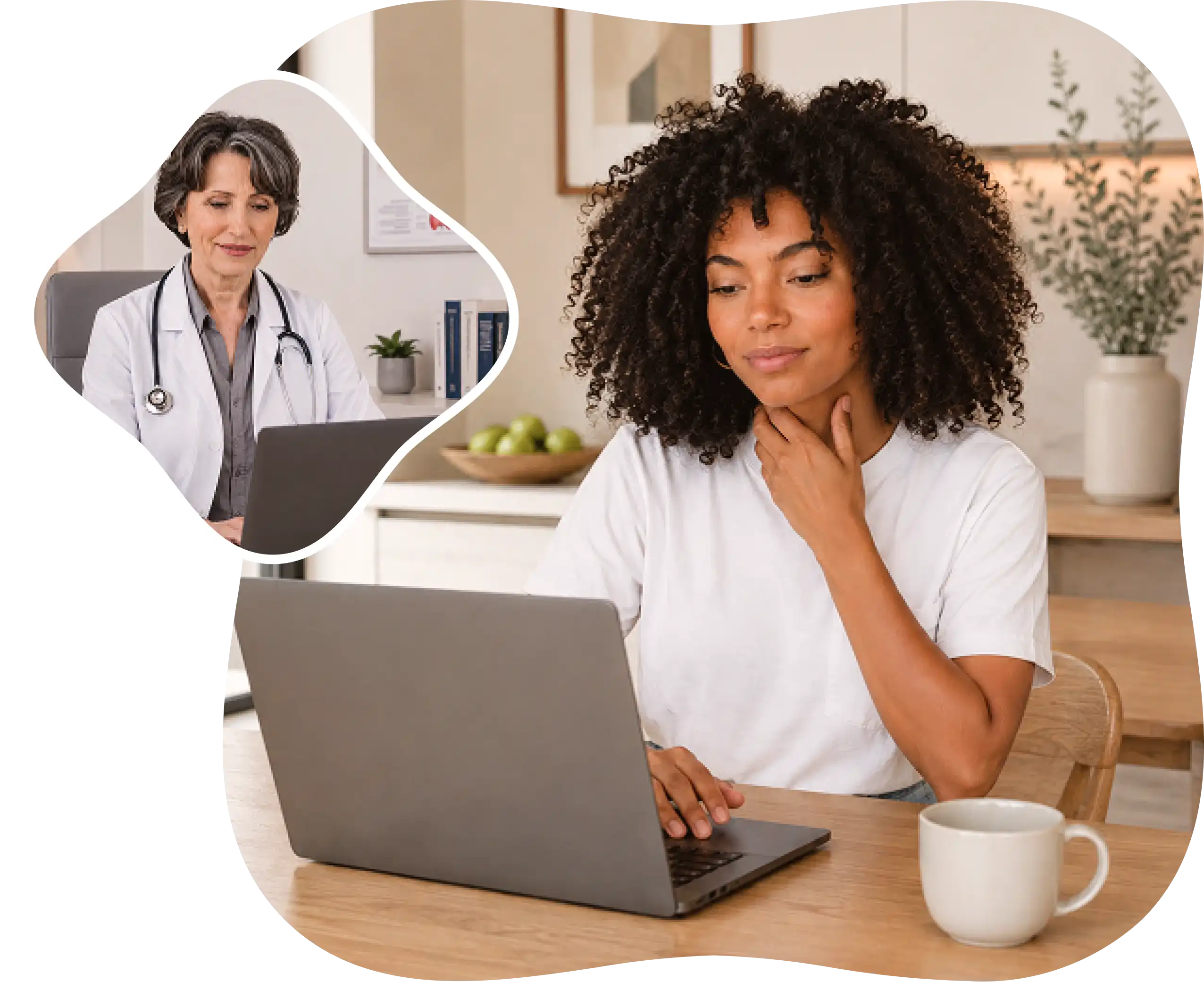 A patient discussing thyroid symptoms with a Circle Medical provider over video