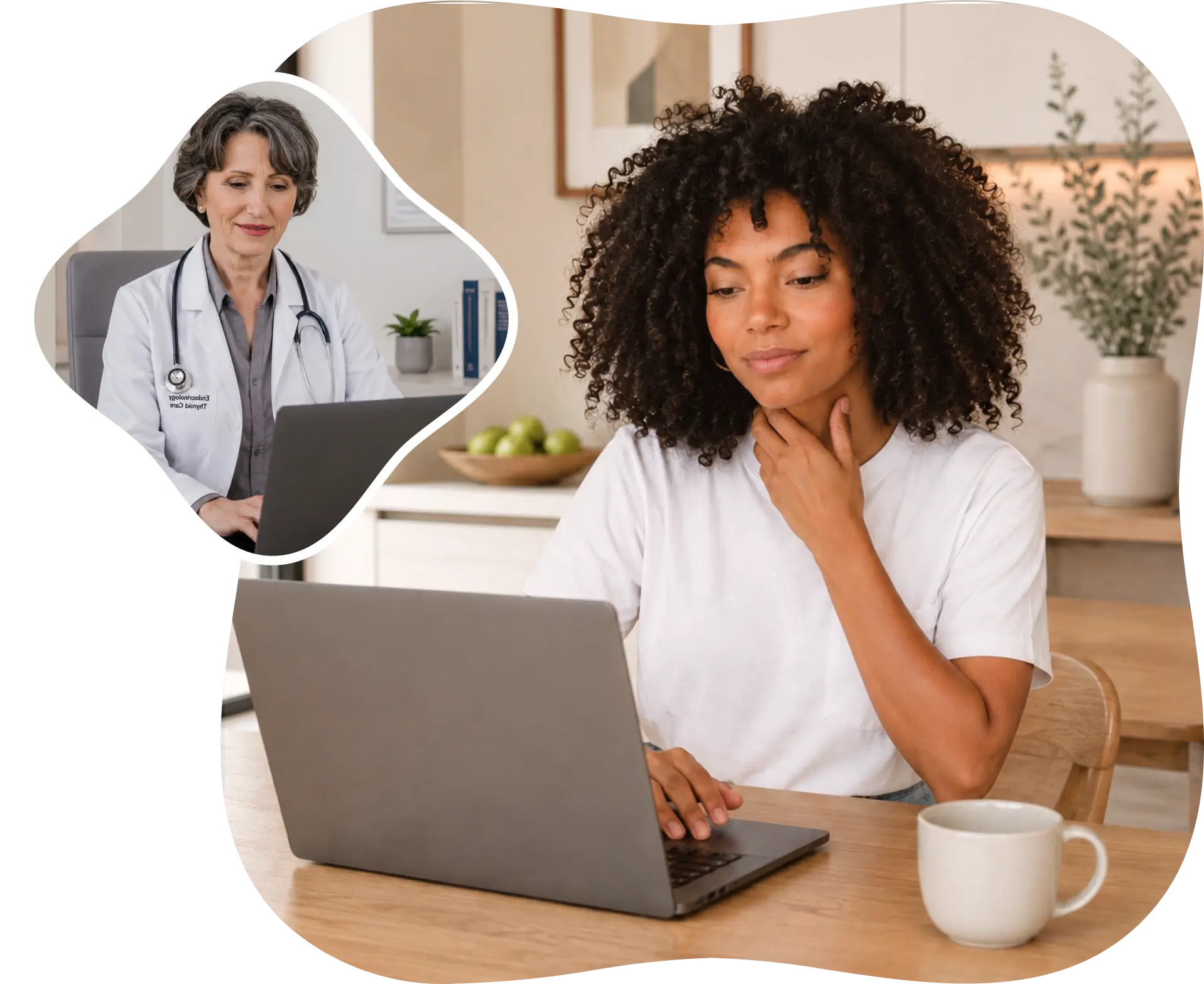 A patient discussing thyroid symptoms with a Circle Medical provider over video