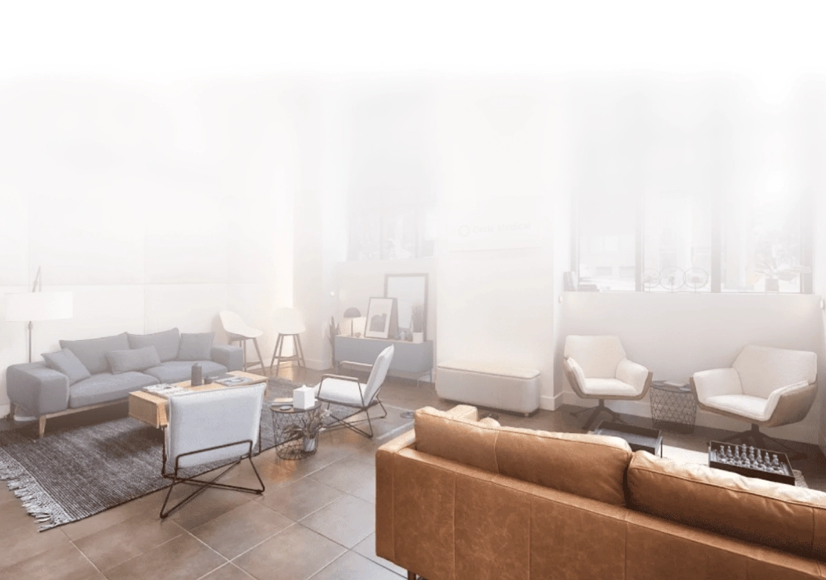 Modern clinic interior representing in-person medical care